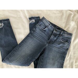 J BRAND Alana High Rise Skinny Crop Distressed Raw Hem Jean in Flurry - Size 27